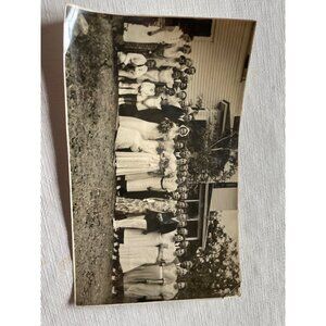 Vintage Black & White Wedding Photograph Large Family 1920s